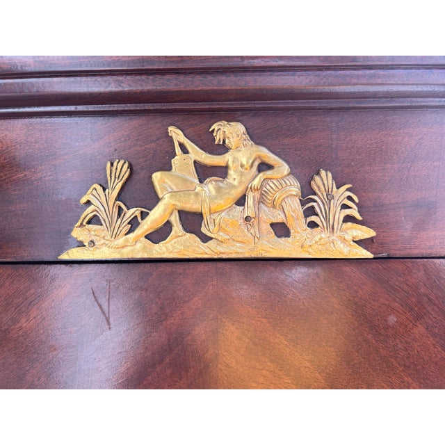 Mid 20th Century French Louis XVI Style Mahogany Bookcase Cabinet W/ Glass Door & Ormolu Urn Mounts For Sale - Image 5 of 12