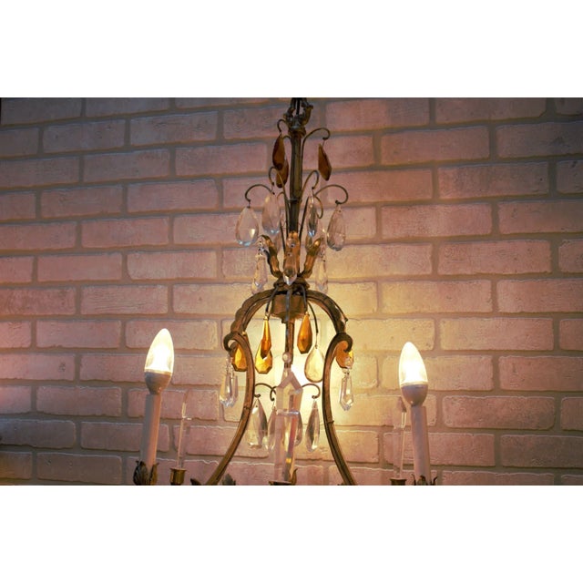 Antique French Empire Style Crystal Basket Chandelier With Gilt Bronze Frame For Sale In Chicago - Image 6 of 9