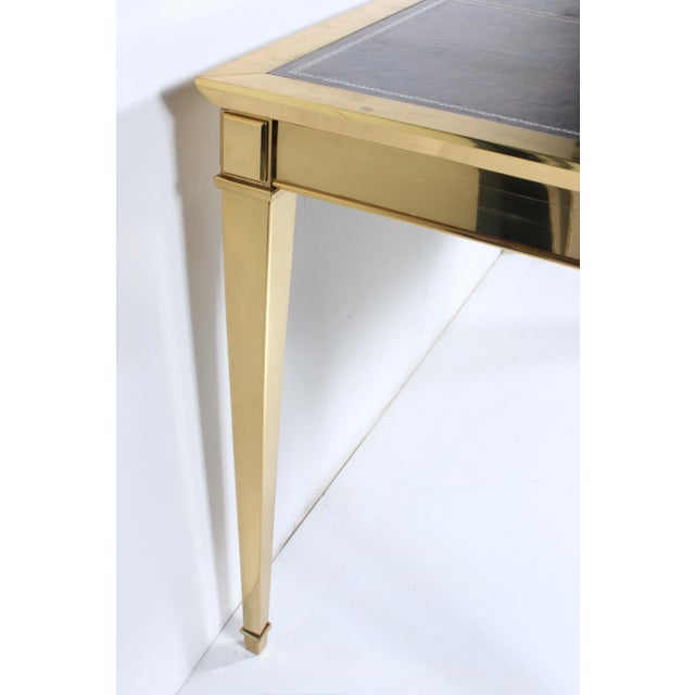 Italian Modern Brass Desk With Inset Bordered Leather Surface For Sale - Image 14 of 18