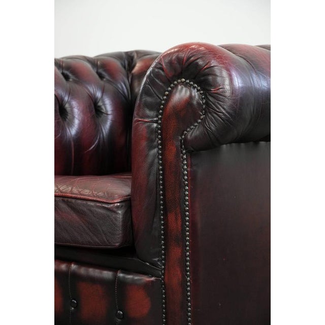 English Chesterfield Leather Armchair on Wheels For Sale - Image 11 of 18