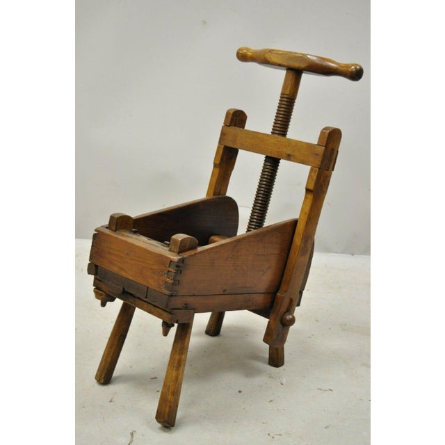 Antique 19th C Handmade Solid Wood French Wooden Grape Wine Olive Press