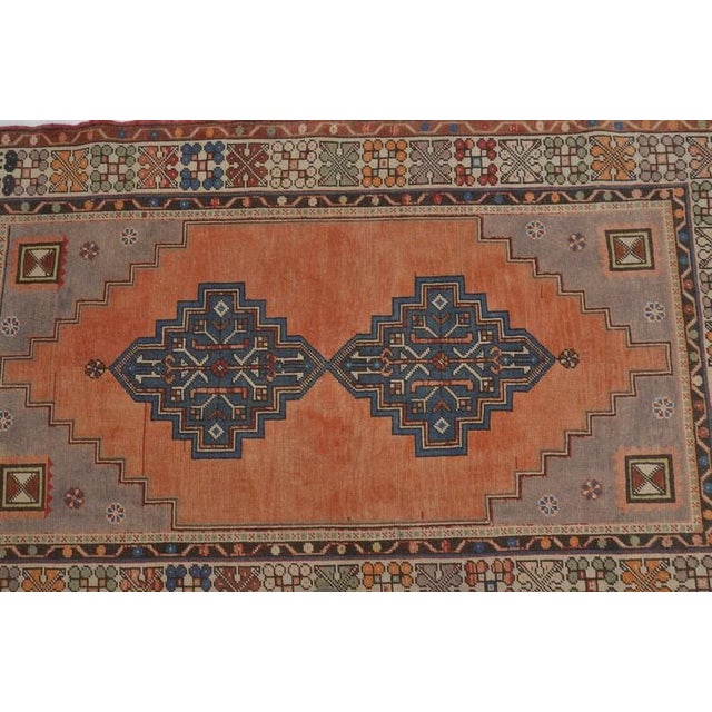1950s Low Pile Distressed Wool Rug, Authentic Turkish Accent Rug For Sale - Image 9 of 10