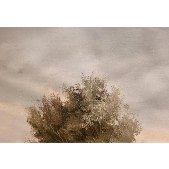 W. Kroon, Dutch River Landscape with Boats & Countryside, 1930s, Oil Painting, Framed For Sale - Image 6 of 9