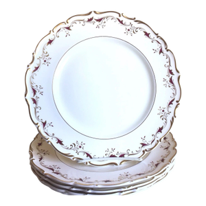 Mid 20th Century Lot of 5 Royal Doulton England Bone China Strasbourg Scalloped Dinner Plates