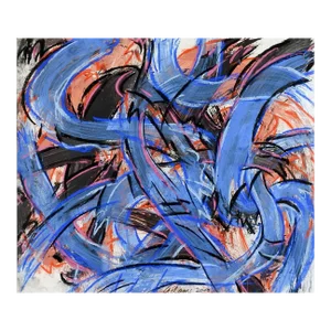 Abstract Blue & Pink Ribbons Painting by Jerry Adams