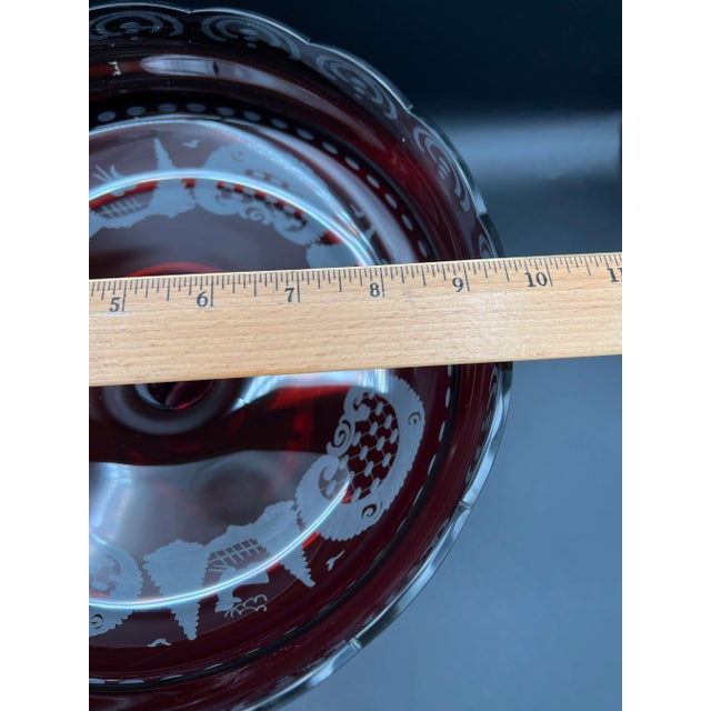 Vintage Bohemian 2 Pc Red Crystal Egermann Czech Art Glass Centerpiece Bowl Vase Epergne Stunning For Sale - Image 12 of 12