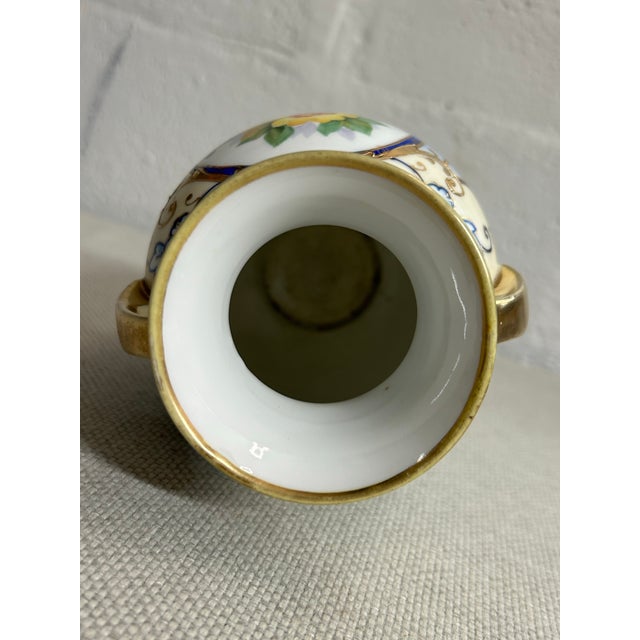 Antique Morimura Bros. Nippon Double-Handled Porcelain Vase - Hand-Painted Floral For Sale In Greensboro - Image 6 of 10