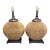 Vintage Round Jute Coastal Regency Brown Wood Base Table Lamps- A Pair For Sale