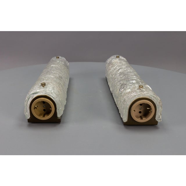 Mid-Century Modern Ice Glass Wall Sconces with Sockets, 1970s, Set of 2 For Sale - Image 10 of 18