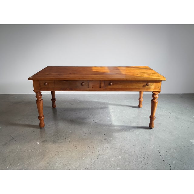 Rustic Cherrywood Dining Table with Drawers, Italy, Late 19th Century For Sale - Image 3 of 8
