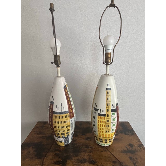 Mid-Century Modern 1960s Bitossi CityScape Lamps - a Pair For Sale - Image 3 of 9