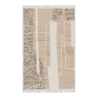 Rug & Kilim’s Abstract Flatweave with Cream and Beige Geometric Patterns - 8x10 For Sale