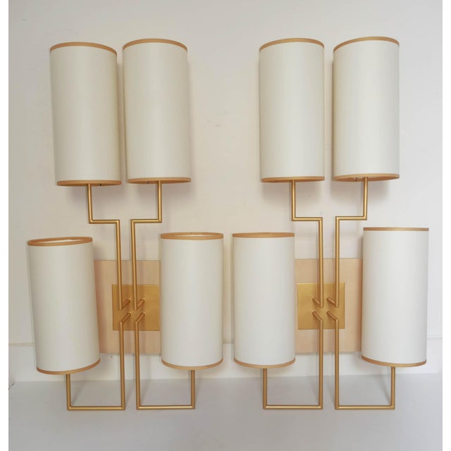 Tiges4 Wall Sconces in Patinated Gold Metal and Fabric by Aymeric Lefort, Set of 2 For Sale - Image 16 of 16