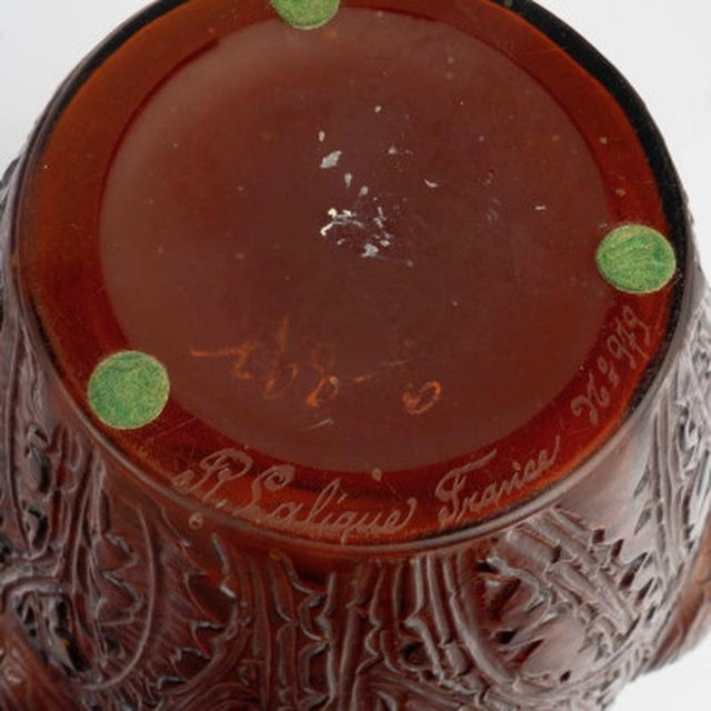 Vintage Domrémy Vase in Tinted Amber Red by René Lalique, 1926 For Sale - Image 6 of 8