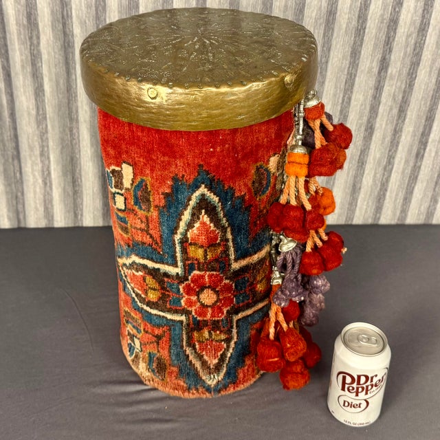 Wood Moroccan Style Side Table and/or Stool With Bronze Top For Sale - Image 7 of 8