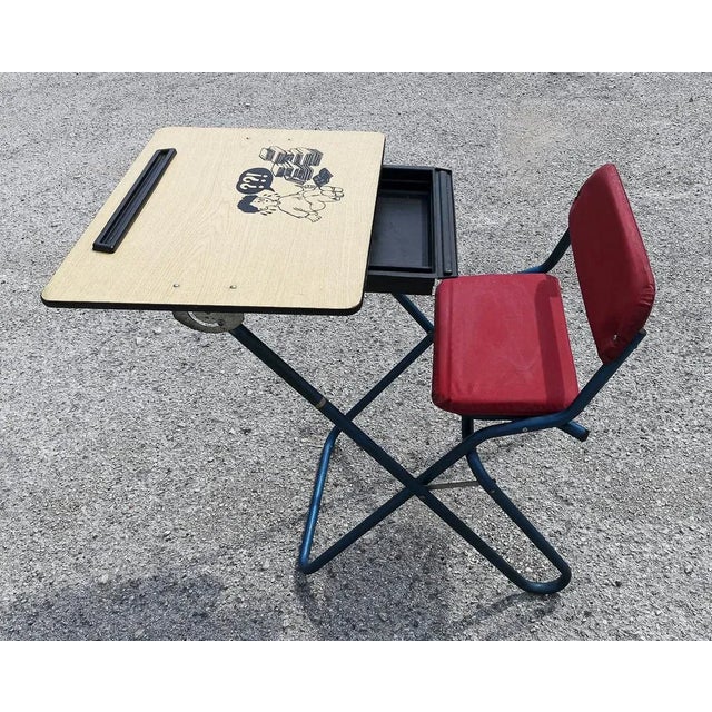 Folding Childrens Desk and Study Chair, Italy, 1970s For Sale - Image 6 of 18