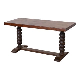 1940s French Carved Wood Rectangular Coffee Table For Sale