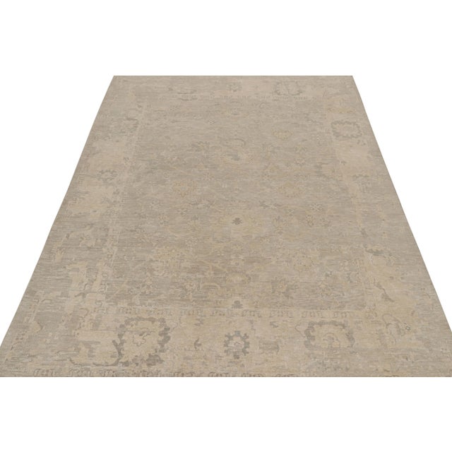 Traditional Rug & Kilim’s Oushak Style Rug With Taupe, Beige and Gray Floral Patterns For Sale - Image 3 of 7