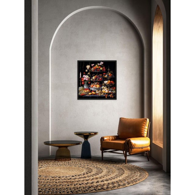 High-End Framed 30' X 30' Collector Fine Art Print 'Still Life With Fruits and Flowers' For Sale - Image 4 of 5