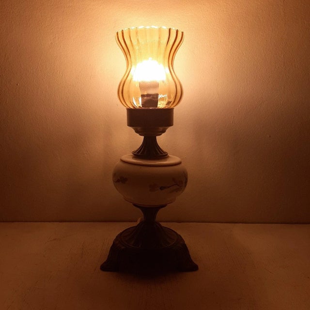 Vintage Porcelain Glass Table Lamp, 1960s For Sale - Image 4 of 11