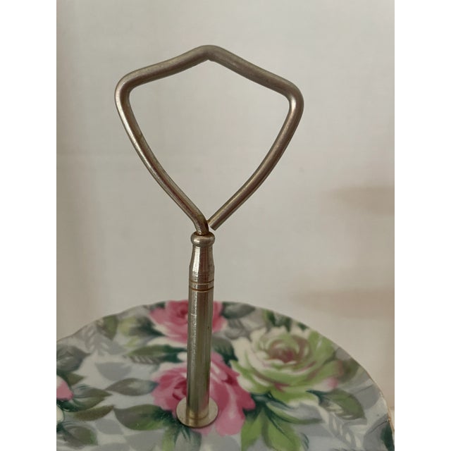 Vintage Norquest China 3-Tier Hand Painted Floral Porcelain Lazy Susan Marked For Sale - Image 4 of 7