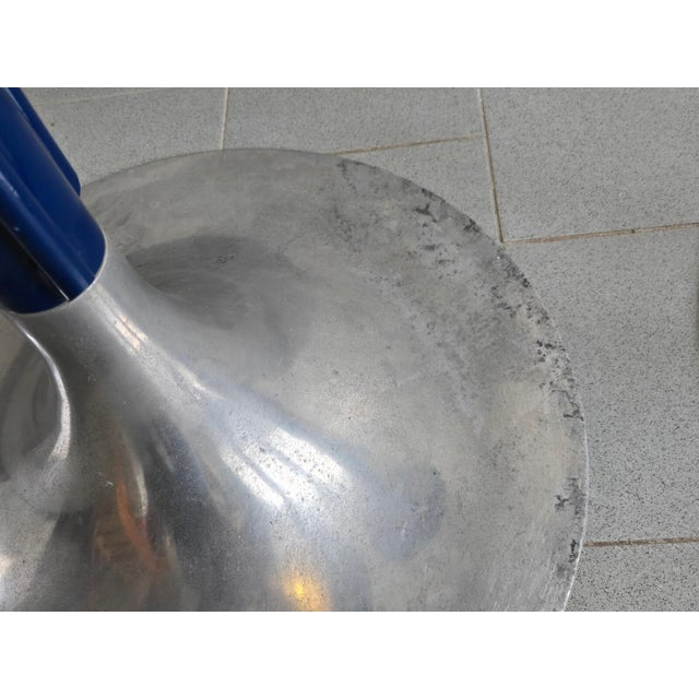 Blue Vintage Bar Stools in Blue Faux Leather and Aluminum from Knoll, 1970s, Set of 2 For Sale - Image 8 of 14