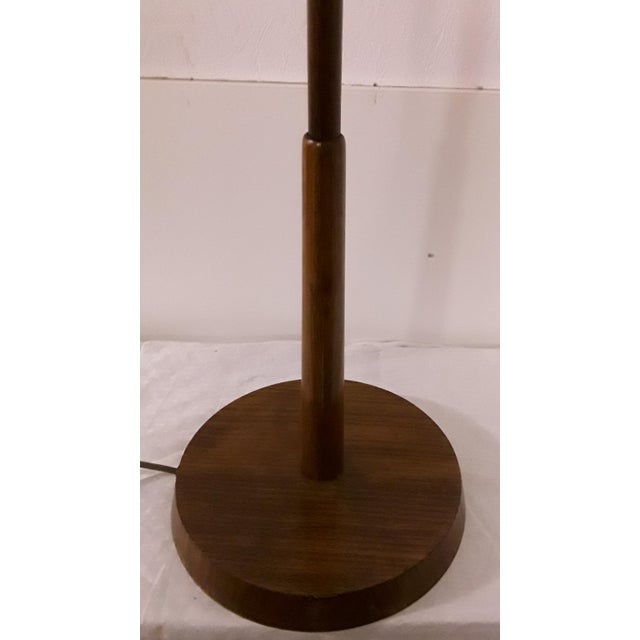 Floor Lamp with Teak Base & Beige Wool Shade, 1970s For Sale - Image 3 of 7