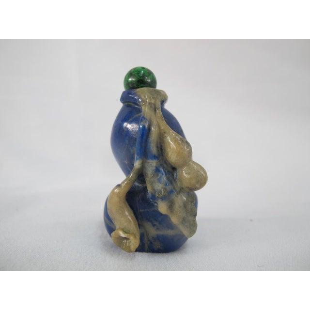 Chinese Antique Chinese Lapis Lazuli Malachite Gold Metal Double Gourd Snuff Bottle For Sale - Image 3 of 9