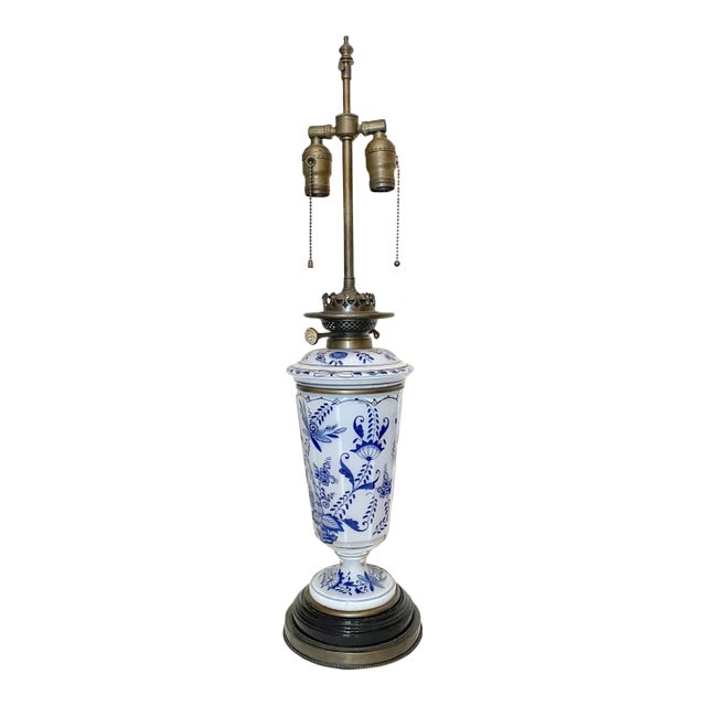 Antique 1800's Ornate Victorian Brass White Glass Electrified Oil Parlor Lamp For Sale