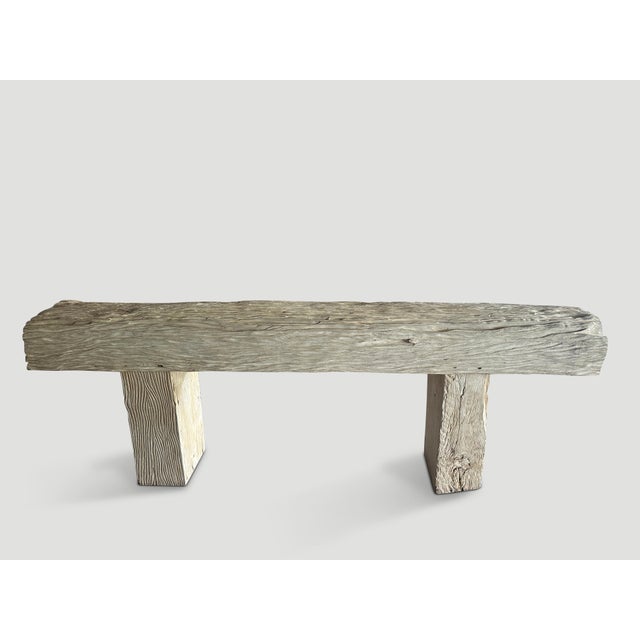 Wood Andrianna Shamaris Monumental Bleached Teak Wood Console Table For Sale - Image 7 of 18
