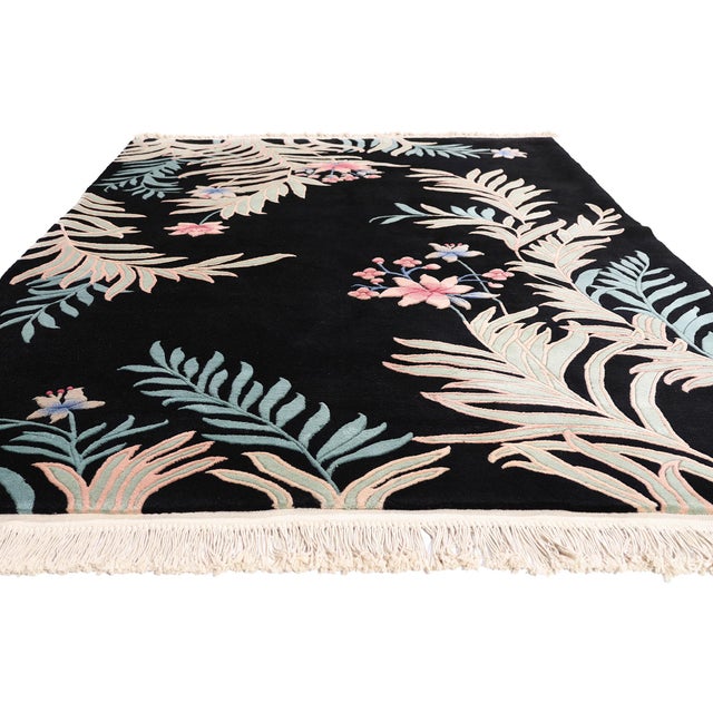 Art Deco Black Vintage Chinese Art Deco Rug, 05'06 X 08'07 For Sale - Image 3 of 10