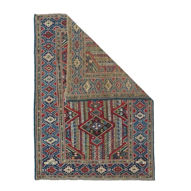Traditional Antique Kuba Rug 3'3'' x 4'6'' For Sale - Image 3 of 9