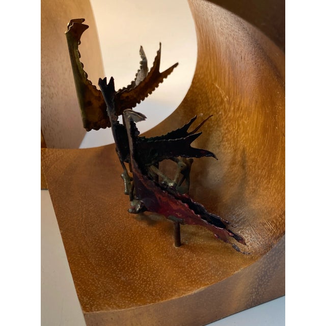 Brutalist Trio of Birds Modernist Mixed Metals and Wood Bookends - a Pair For Sale In Philadelphia - Image 6 of 10
