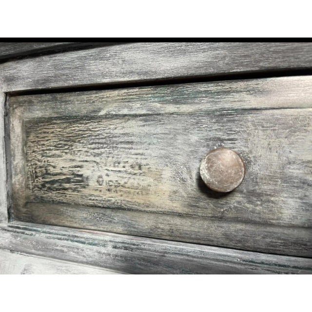 Antique French Louis Philippe Walnut Dresser | Blue-Black Painted Commode | Circa 1920 For Sale - Image 10 of 12