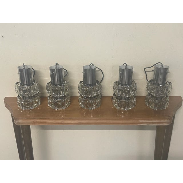 Swarovski Cut Glass Pendant Lamps, 1970s, Set of 5 For Sale - Image 16 of 18