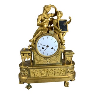 Empire Clock in Gilt Bronze, 1810 For Sale