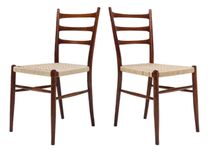 Vintage Belgian Teak Dining Chairs with Braided Rope Seat, 1960s, Set of 2