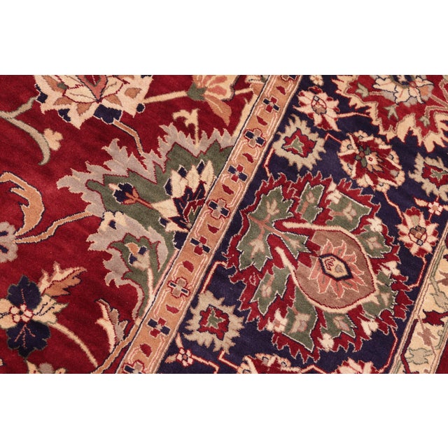 1990s Shabby Chic 1990's Floral Pak-Persian Red/Blue Wool Rug - 8'1'' X 10'0'' For Sale - Image 5 of 9