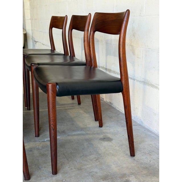 Mid-Century Modern In Style of J.l. Møller Rosewood Dining Chairs Set of 6 Manufactured in Denmark Mid-Century Modern 1960s For Sale - Image 3 of 13
