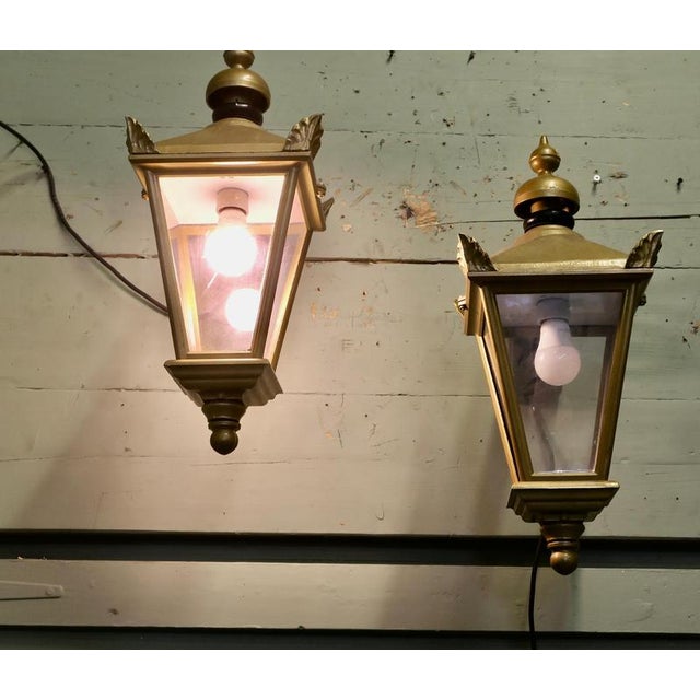 Metal Vintage Wall Hung Lanterns, 1960, Set of 2 For Sale - Image 7 of 8