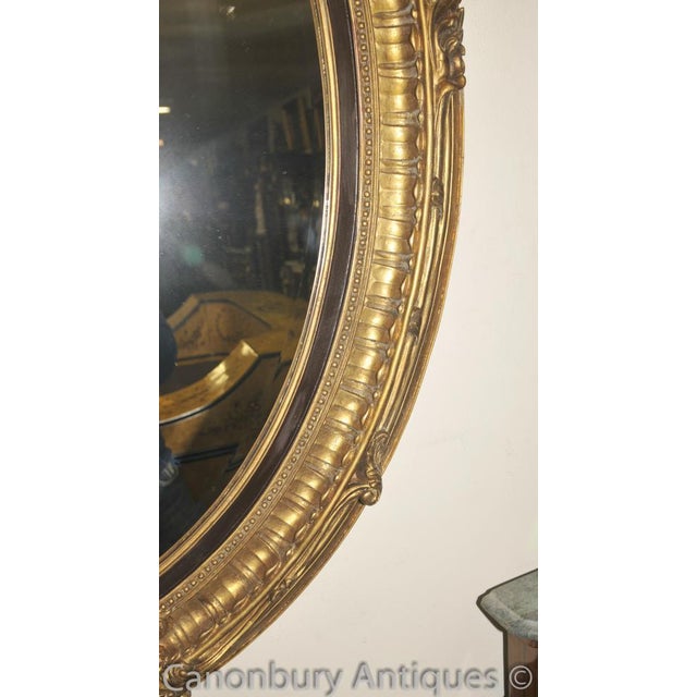 Glass French Louis XVI Gilt Oval Mirror For Sale - Image 7 of 8