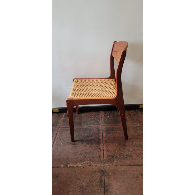 Mid Century Danish Teak Cord Seats Set 6 Chairs For Sale In San Diego - Image 6 of 9