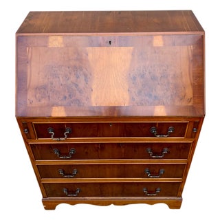 Vintage English Walnut Secretaire, 1930s For Sale