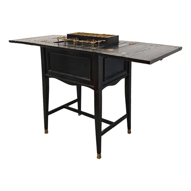 Vienna Secession Bar Cabinet in Ebonized Oak and Brass, Austria, 1910s For Sale