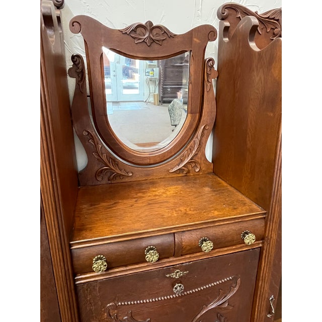 Wood Oak Victorian Side by Side Bookcase/ Desk For Sale - Image 7 of 11