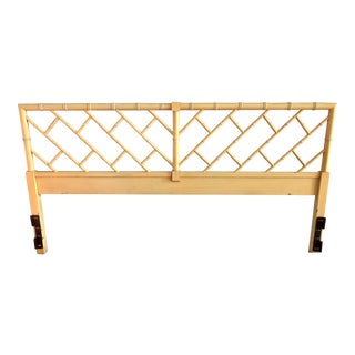 Henry Link Chippendale Yellow Bamboo King Size Headboard For Sale