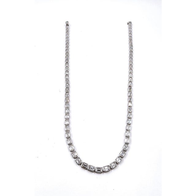 21.84 Ct Bezel-Set Emerald Cut Necklace For Sale - Image 9 of 9