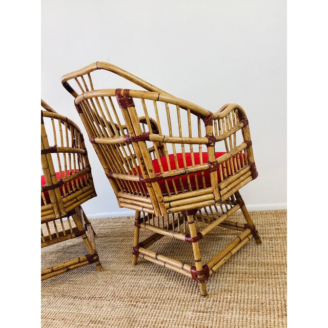 Vintage 1960s Pair of Natural Rattan Chairs / Chinese Chippendale / Boho Style For Sale - Image 12 of 13