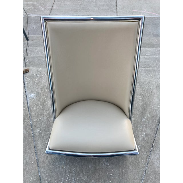 Mid 20th Century Tubular Chrome & Leather Scissor Chair Attributed to Ward Bennett For Sale - Image 9 of 13