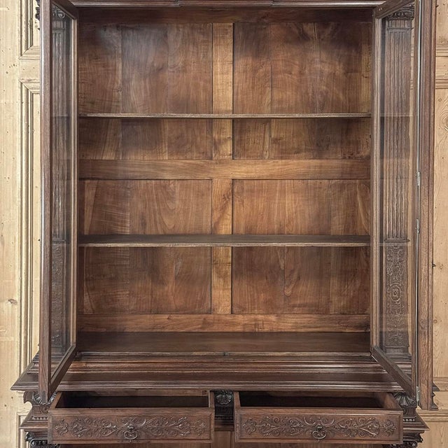 19th Century Grand French Renaissance Walnut Bookcase For Sale - Image 17 of 18